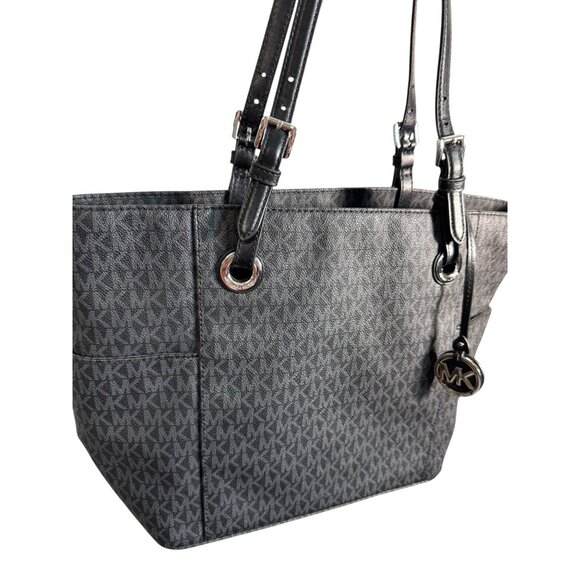 Michael‎ Kors Jet Set Signature Black Monogrammed PVC Tote Bag - Picture 4 of 15